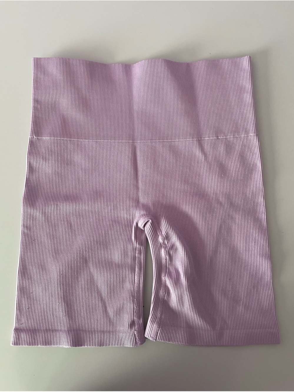 TNA Ribbed Lavender High-Waist Bike Shorts